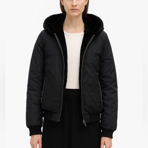 JUNE reversible dyed rabbit fur hooded bomber